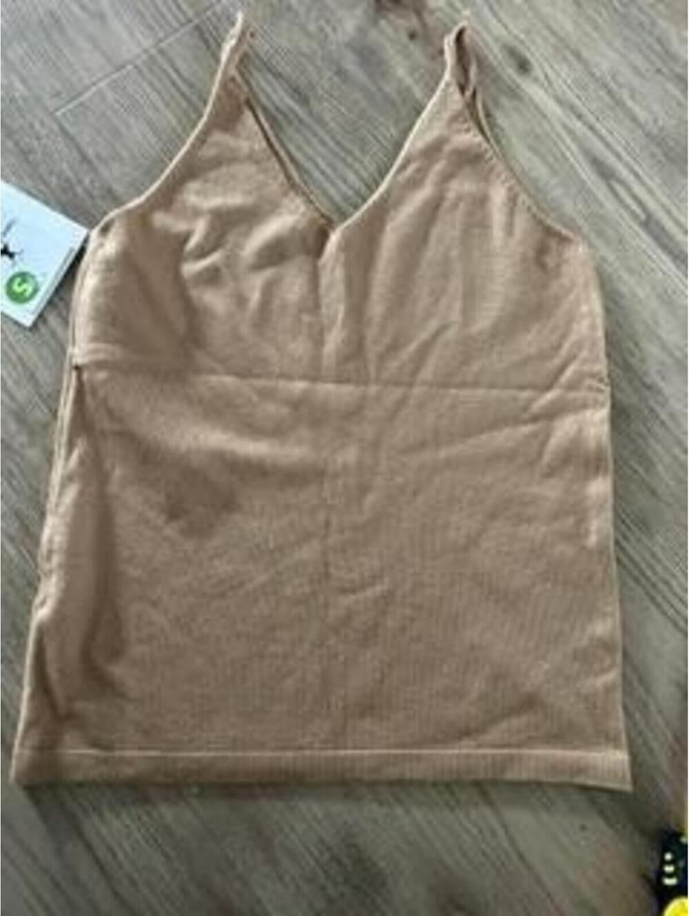 Beige Knit Camisole Tank Top Womens Size Small V-Neck Super SOFT!